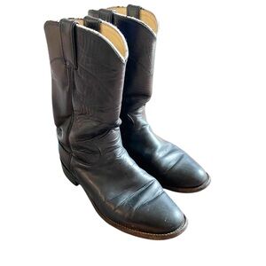 Justin Boots Men's Black Western Leather Roper Cowboy Boots Size 6.5